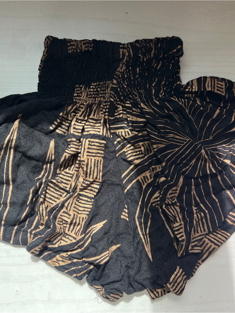 Black Kids Shorts with Gold Botanical Print